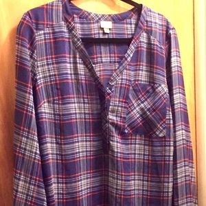 Tunic-Length Plaid Top - Lightweight Fabric!